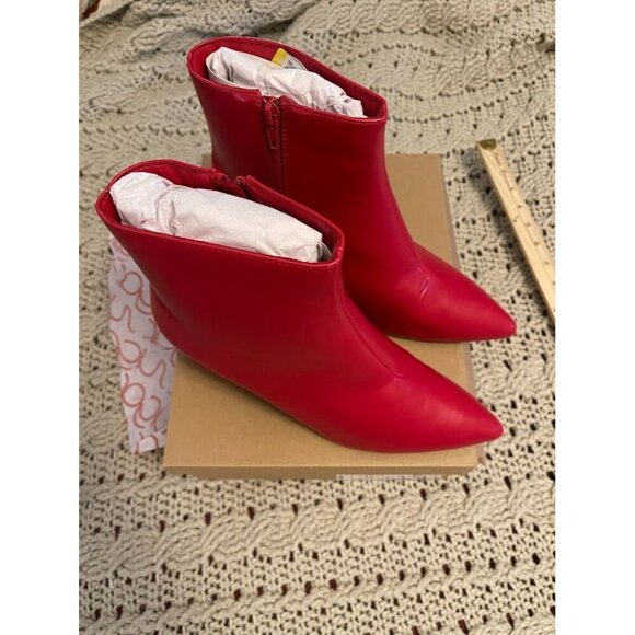 Womens Sugar Red Smooth Wide Width Ankle Boots Size 9W With 2-Inch Block Heel‎ - Picture 15 of 16